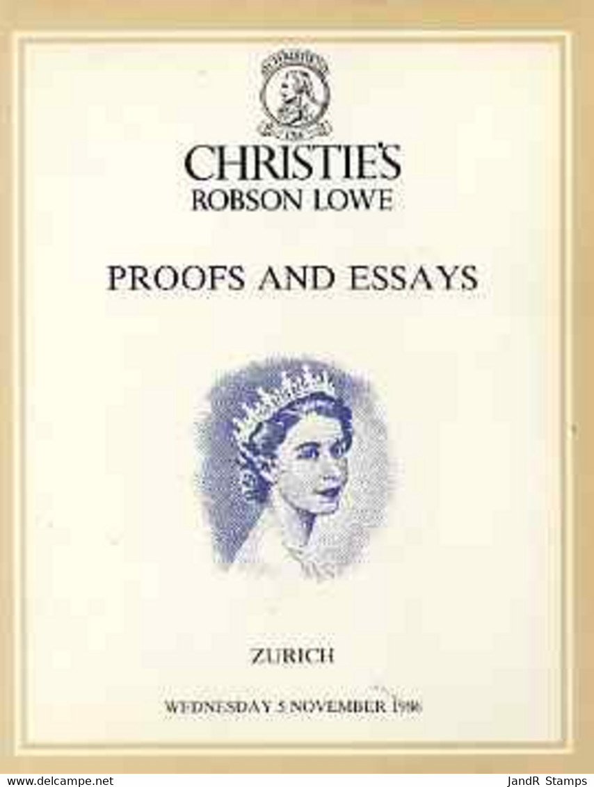 Auction Catalogue - Proofs & Essays - Christie's Robson Lowe 5 Nov 1986 - Cat Only - Altri & Non Classificati