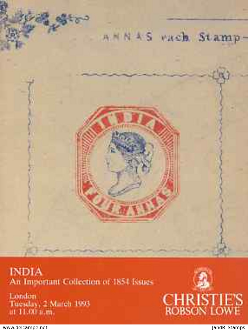 Auction Catalogue - India 1854 Issues - Christie's Robson Lowe 2 Mar 1993 - Cat Only - Andere & Zonder Classificatie