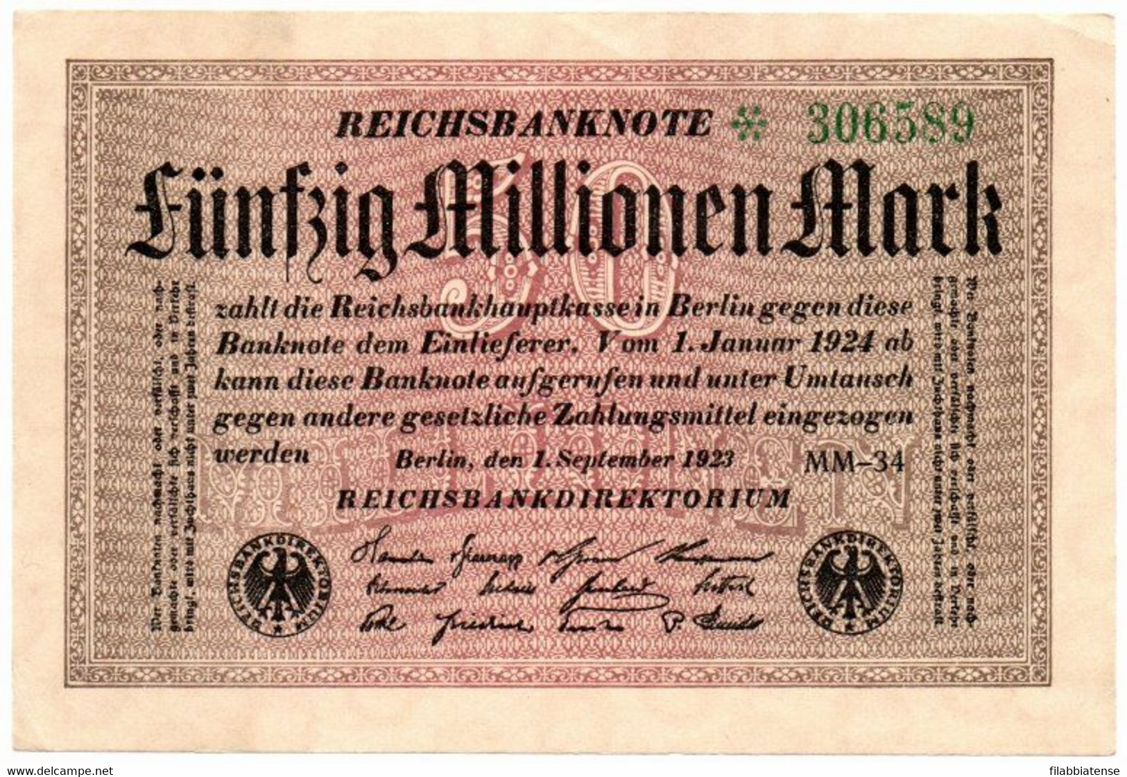 Germania - 50.000.000 Mark 1923    +++++++ - 50 Millionen Mark