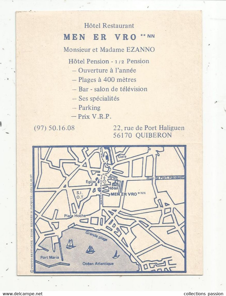 Cp, Hôtel-restaurant , MEN ER VROL, 56, QUIBERON , Multi Vues , Plan, Vierge , 3 Scans - Hotels & Restaurants