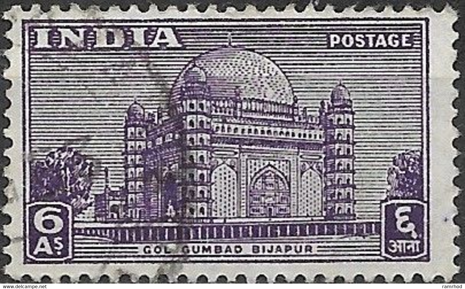 INDIA 1949 Gol Gumbad, Bijapur - 6a - Violet FU - Usati