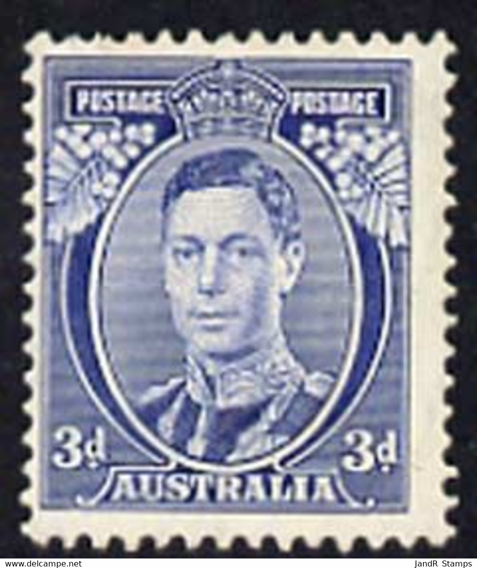 Australia 1937-39 KG6 3d Blue Die 1a Fine Mounted Mint, SG 168b Cat £140 - Nuovi