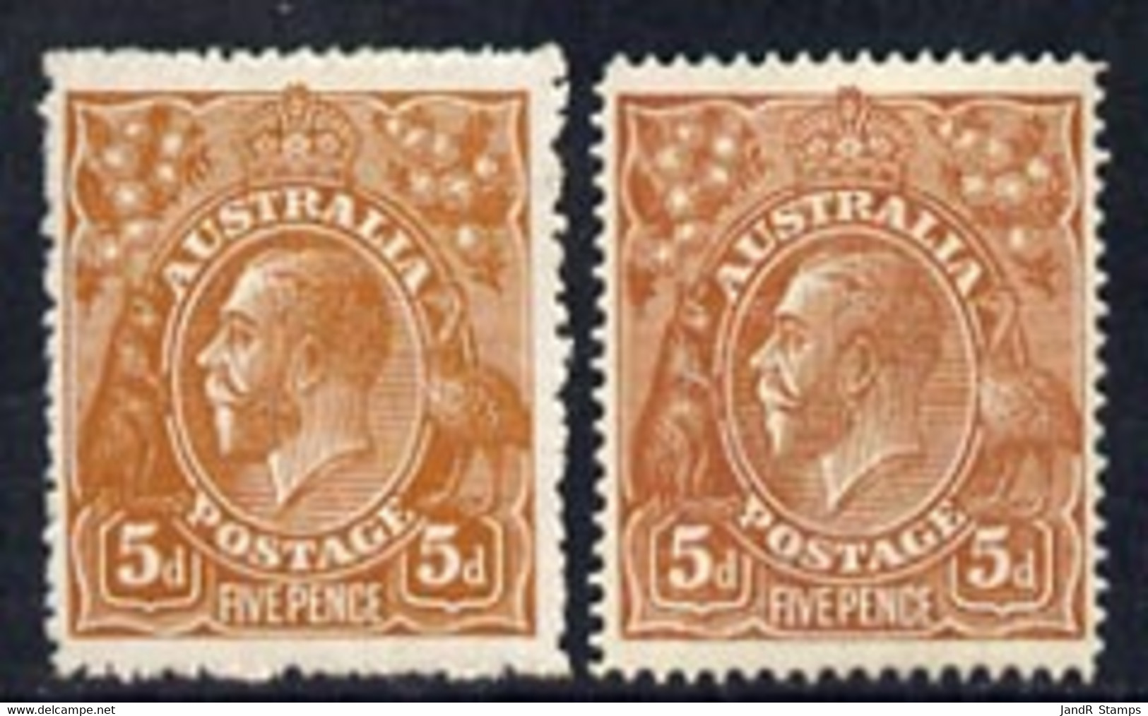 Australia 1914-20 KG5 Head 5d Brown Two Mounted Mint Copies (line & Comb Perf) SG23/a - Mint Stamps