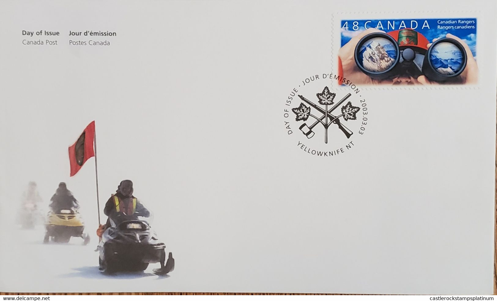 A) 2003, CANADA, THE CANADIAN RANGERS, FDC, YELLOWKNIFE, XF - Cartas & Documentos