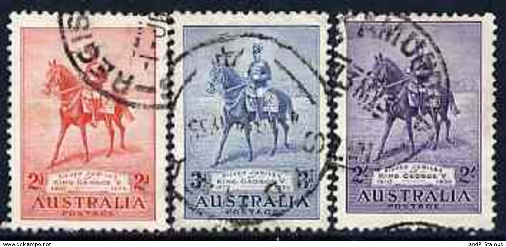 Australia 1935 KG5 Silver Jubilee Set Of 3 With Circular Cancel, SG156-58 - Nuovi