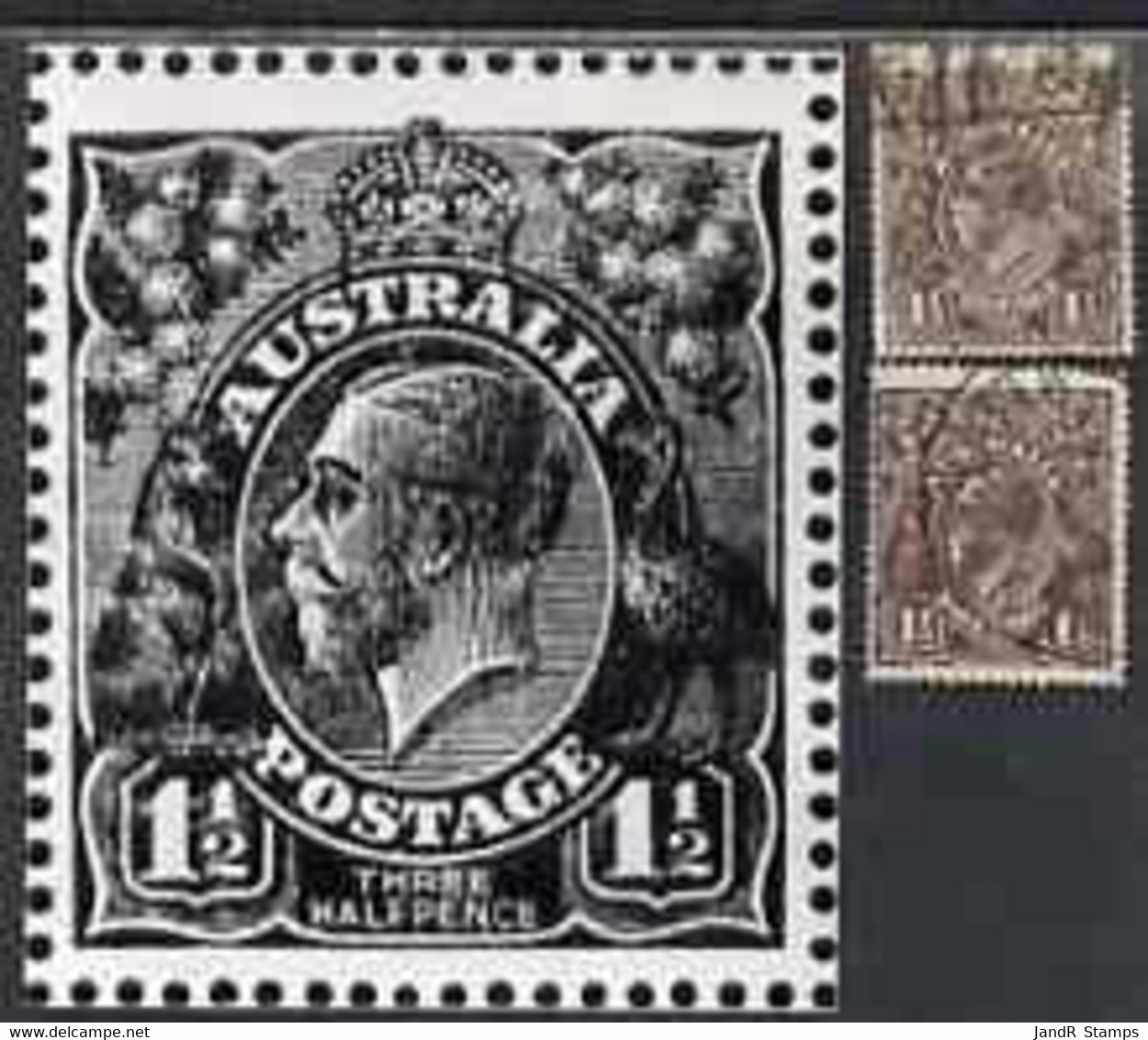 Australia 1918-23 KG5 1.5d Black-brown Two Used Singles Showing White Flaw On Frame Between ST Of Postage - Ungebraucht