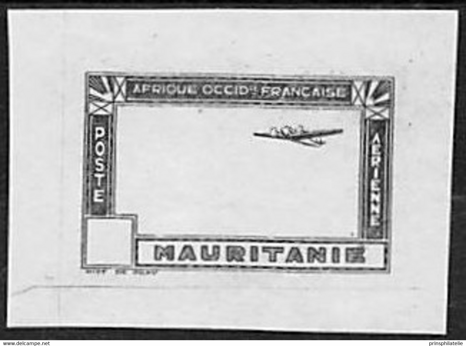 TIMBRES DE POSTE AERIENNE DE MAURITANIE , EPREUVE EN NOIR SANS LE CENTRE ET SANS LA FACIALE  AOF - Altri & Non Classificati