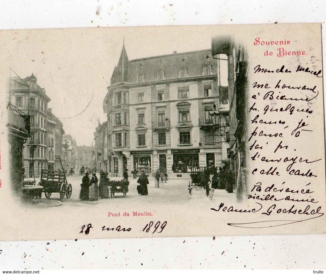 SOUVENIR DE BIENNE PONT DU MOULIN  (CARTE PRECURSEUR ) - Bienne