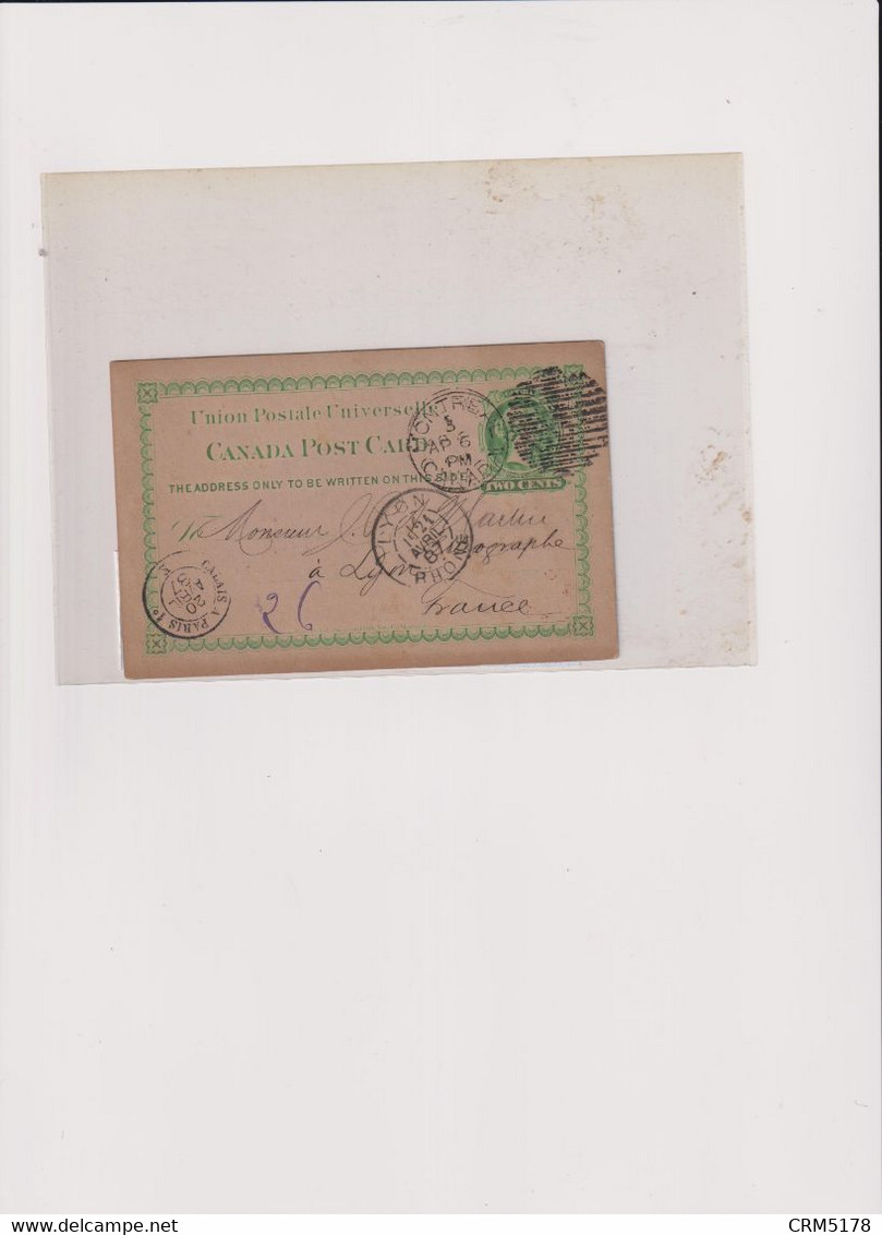 ENTIER  2 CTS. VERT-CAD MONTREAL Pour La FRANCE S/ CP. 6/4/1887 - 1860-1899 Regno Di Victoria