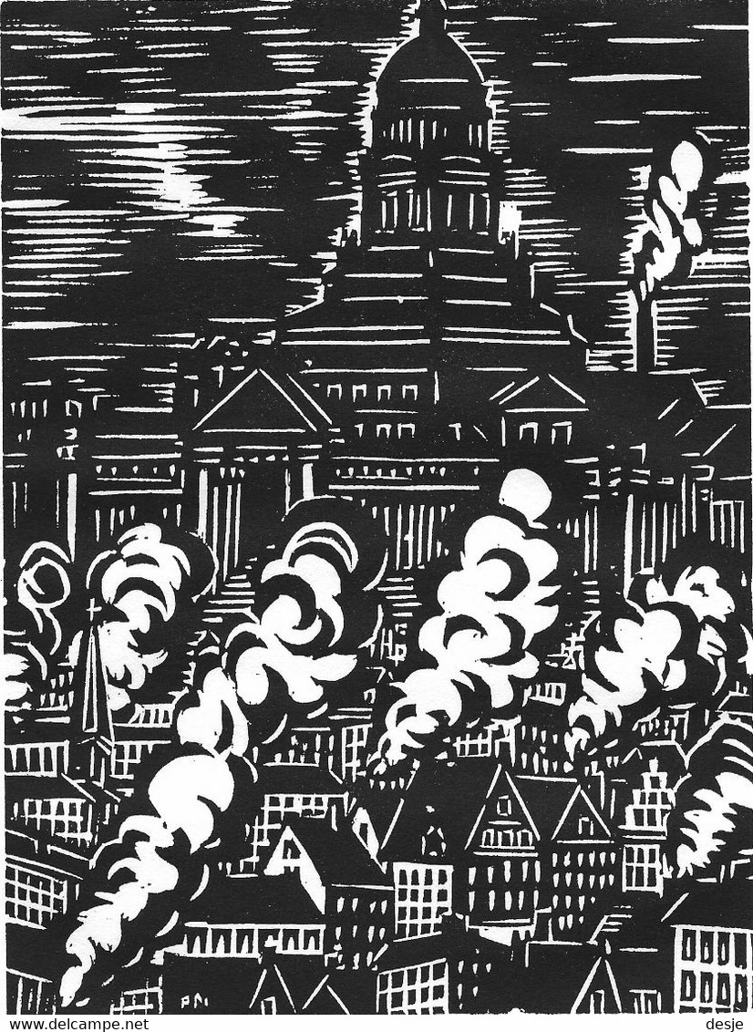 Brussel: Het Justitiepaleis, Houtsnede Door Frans Masereel - Prints & Engravings