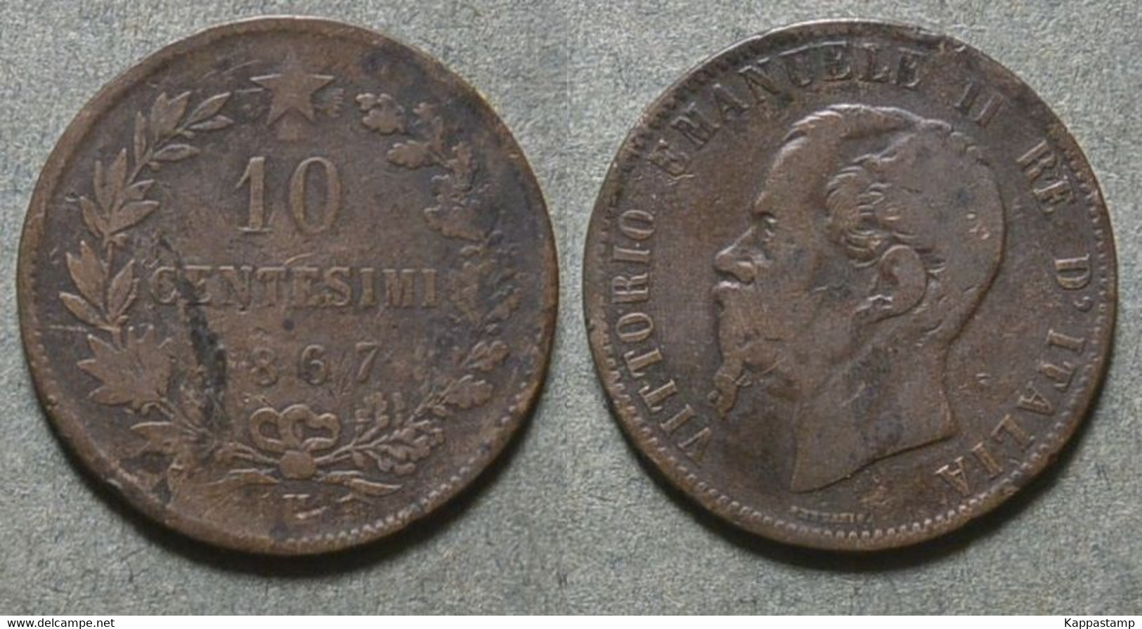 Italia: 10 Centesimi KM.11.3 (H), 1867 H, Birmingham   (B1/25 - Other & Unclassified