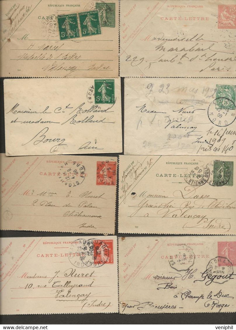 LOT DE 10 LETTRES  ENTIERS POSTAUX DES ANNEES 1906 A 1920 - Cartes-lettres