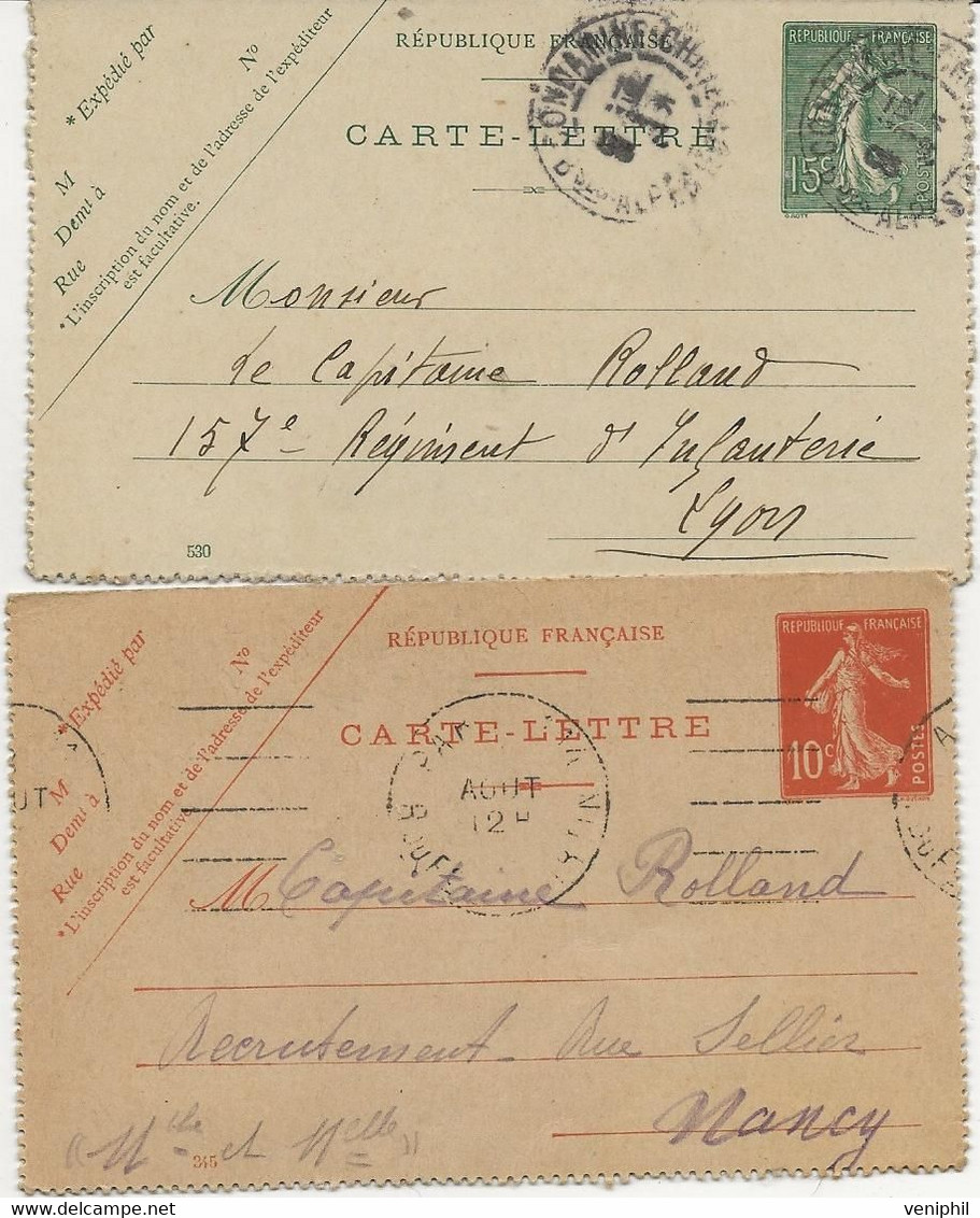 LOT DE 10 LETTRES  ENTIERS POSTAUX DES ANNEES 1906 A 1920 - Letter Cards