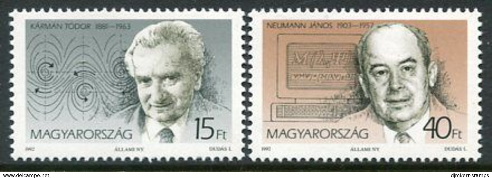 HUNGARY 1992 Scientific Personalities MNH / **.  Michel 4208-09 - Unused Stamps
