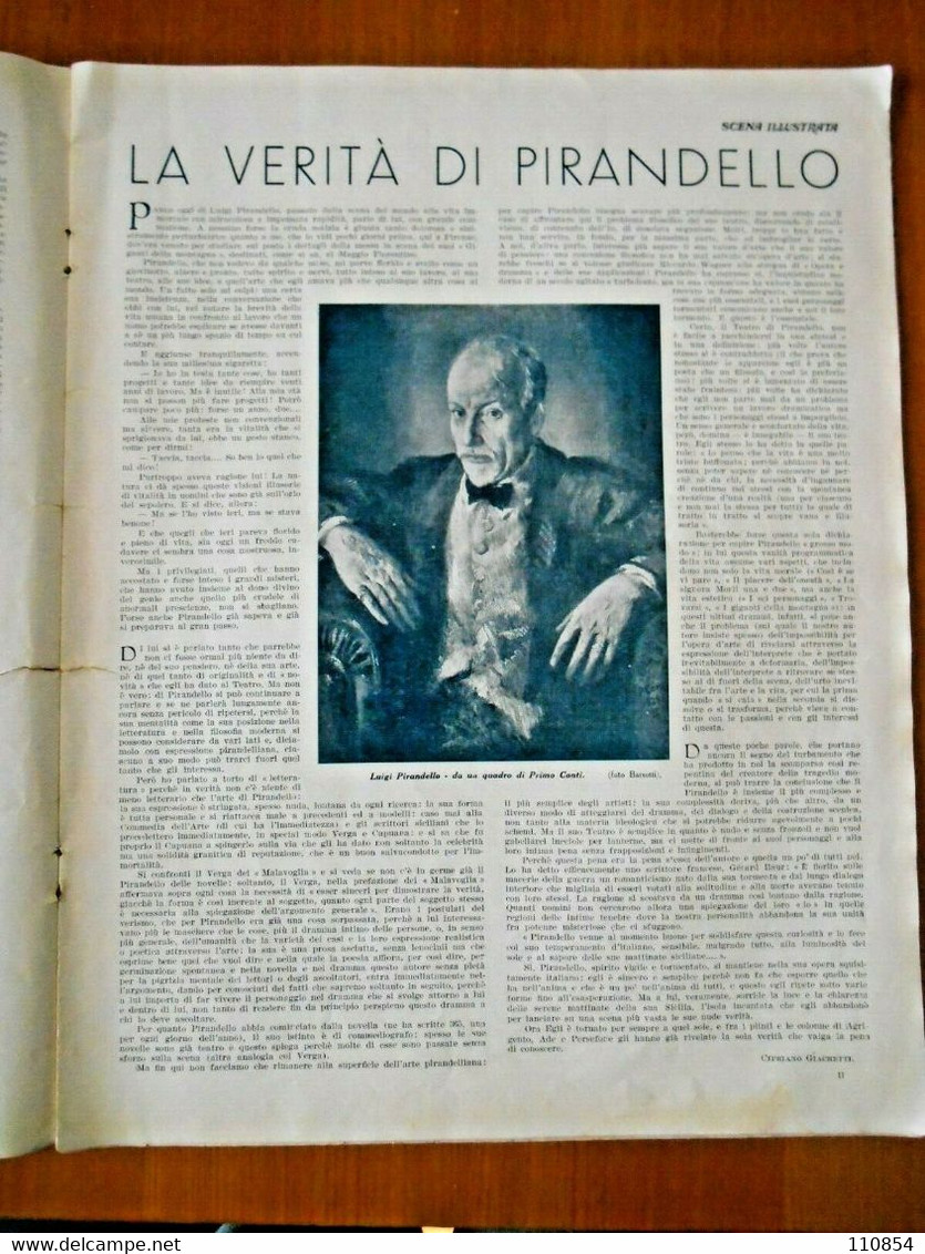 Vecchie Riviste - Pirandello,S.Gimignano,Antonio Rubino - Scena Illustrata 1937 - Other & Unclassified