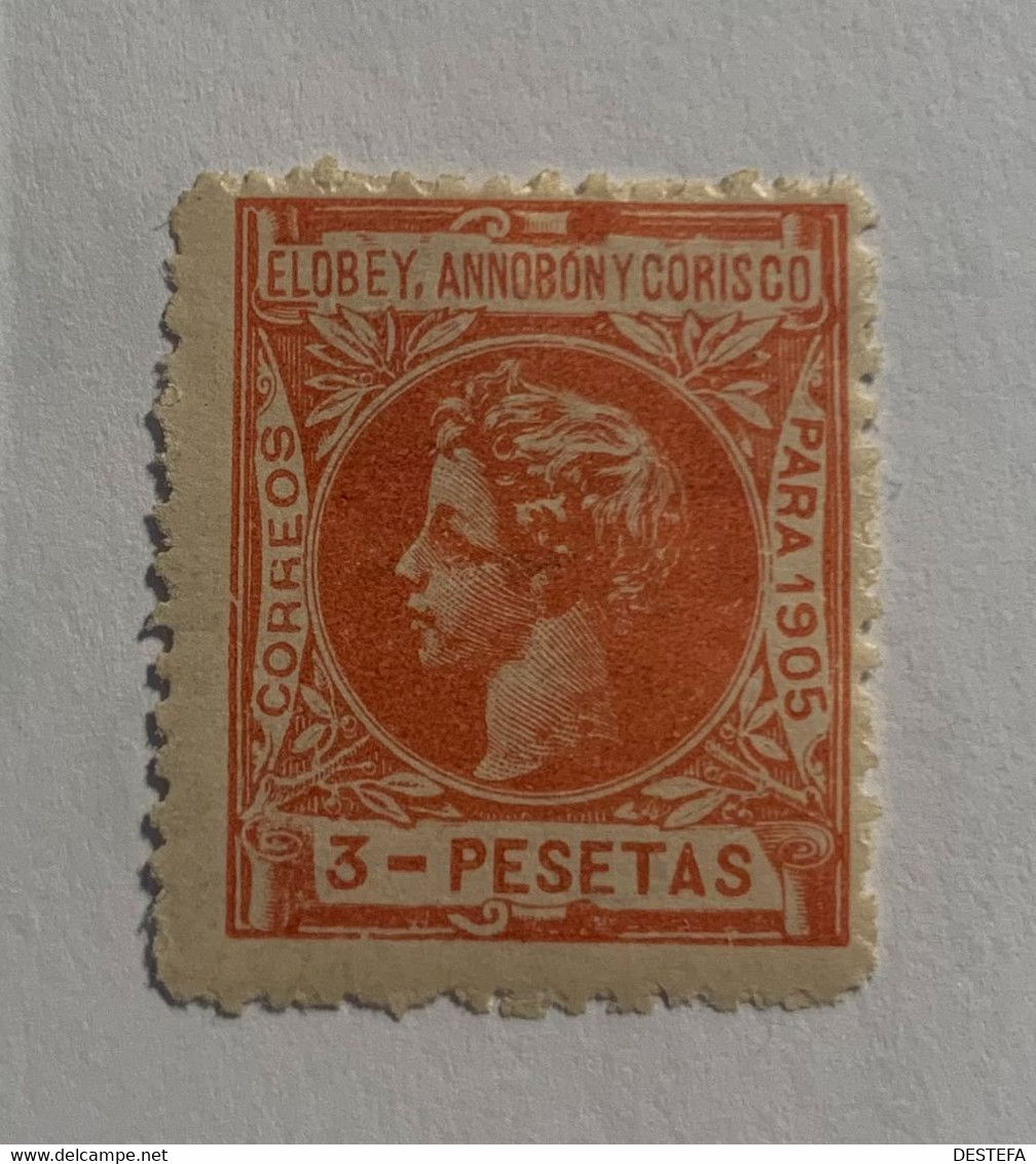 1905- ALFONSO XIII. EDIFIL 31 * NUEVO CON FIJASELLO - Elobey, Annobon & Corisco