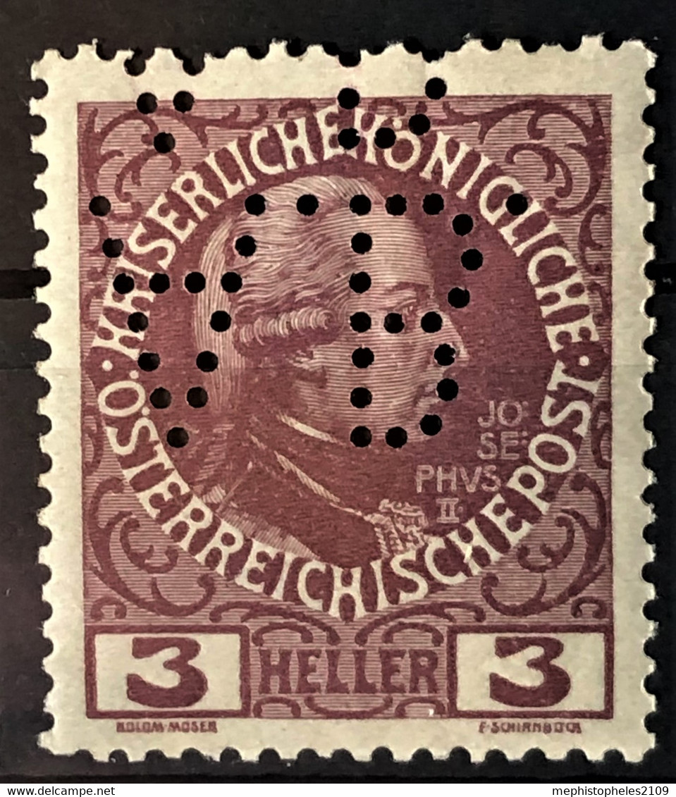 AUSTRIA 1908 - MNH - ANK 141 - 3h - Firmenlochung - Ongebruikt