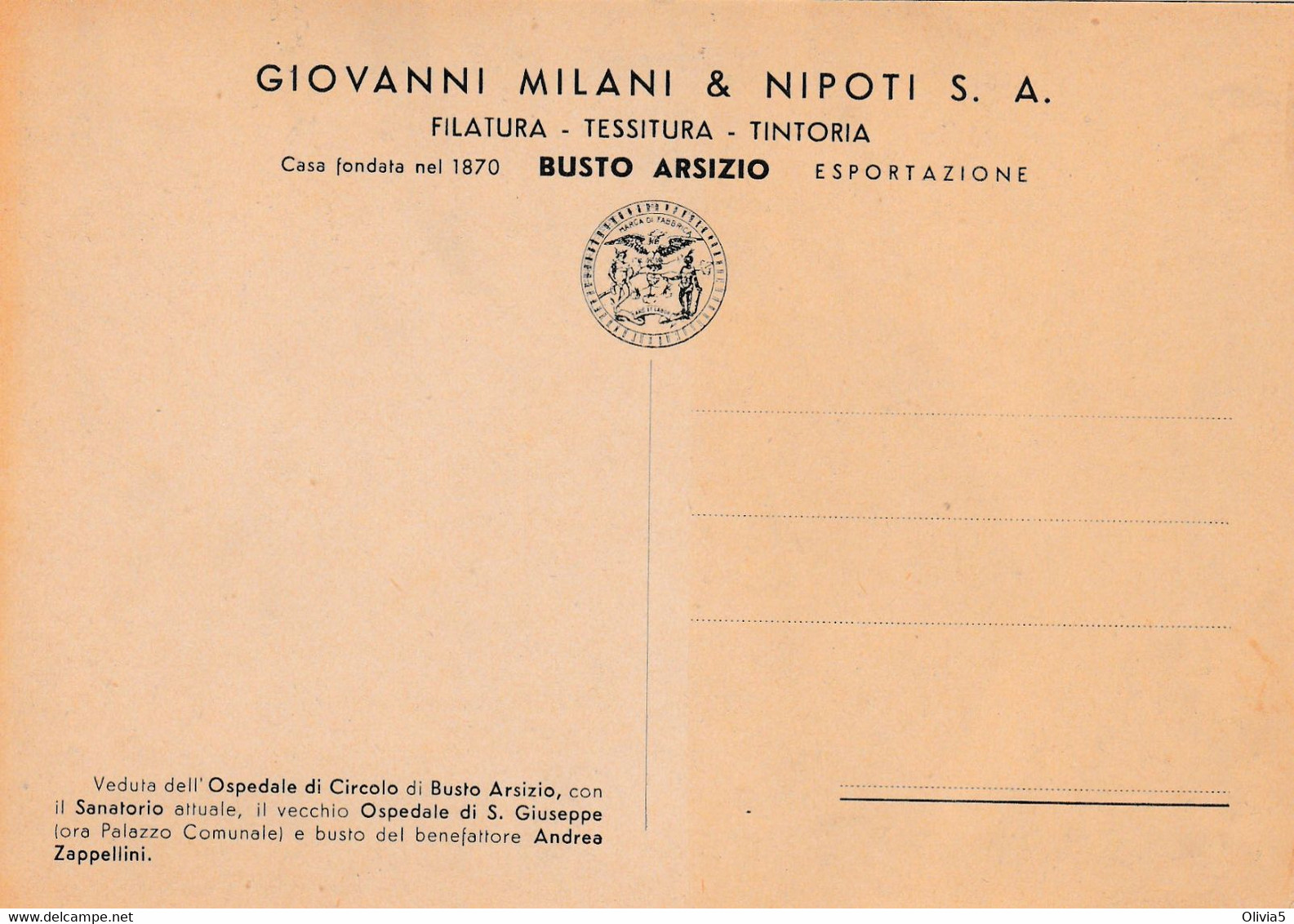 GIOVANNI MILANI E NIPOTI FILATURA - TESSITURA - TINTORIA - BUSTO ARSIZIO - Busto Arsizio