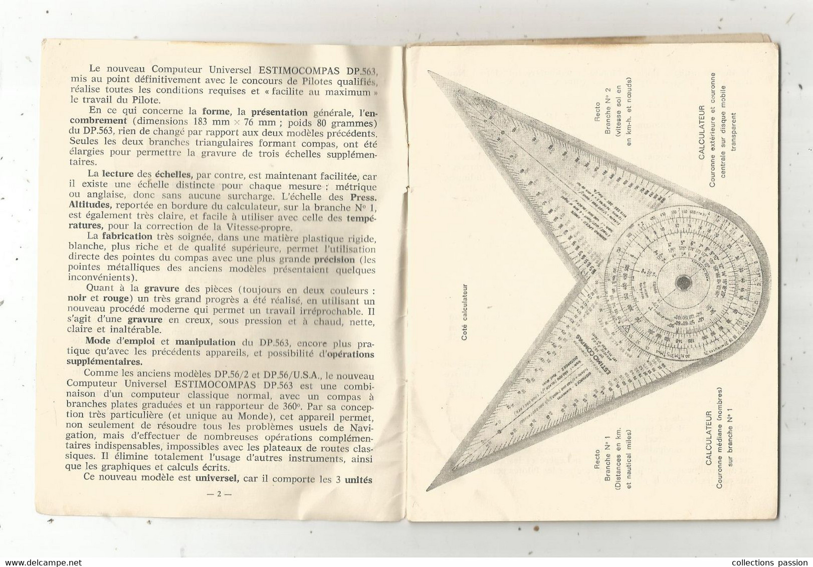 COMPUTER ESTIMACOMPAS DP. 563, dans sa housse d'origine + mode d'emploi , aviation, frais fr 7.95 en suivi