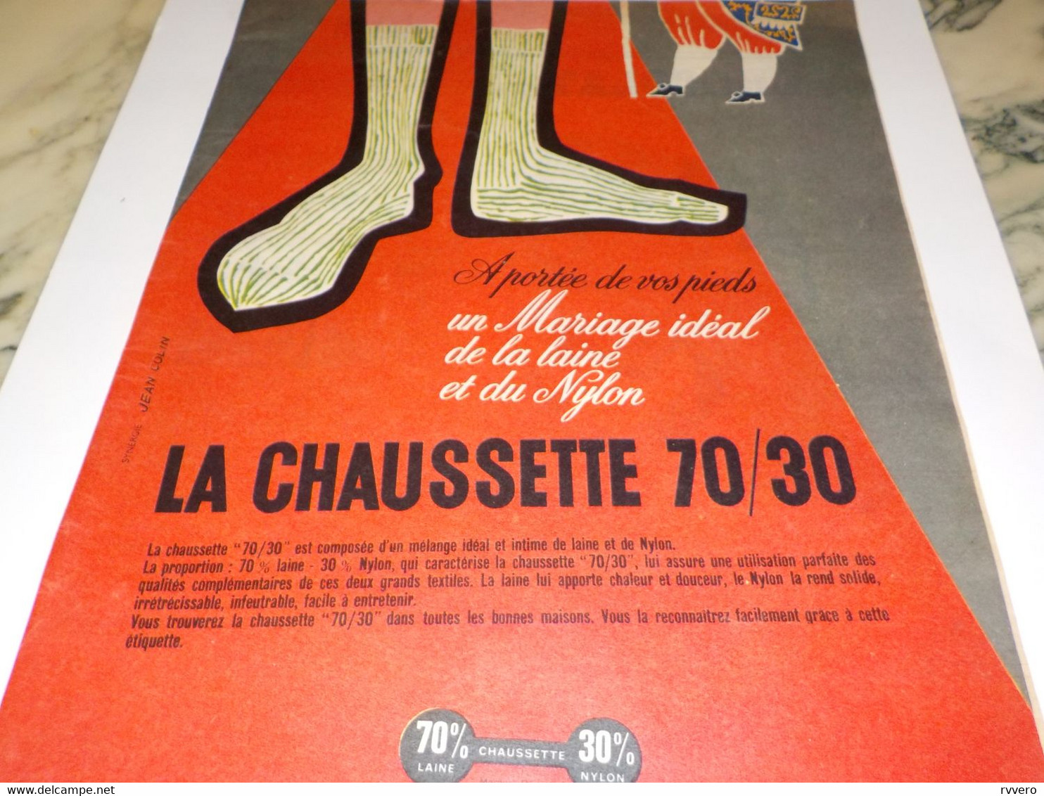 ANCIENNE PUBLICITE A PORTEE DE VOS PIEDS 70/30 CHAUSSETTE   1957 - Otros & Sin Clasificación