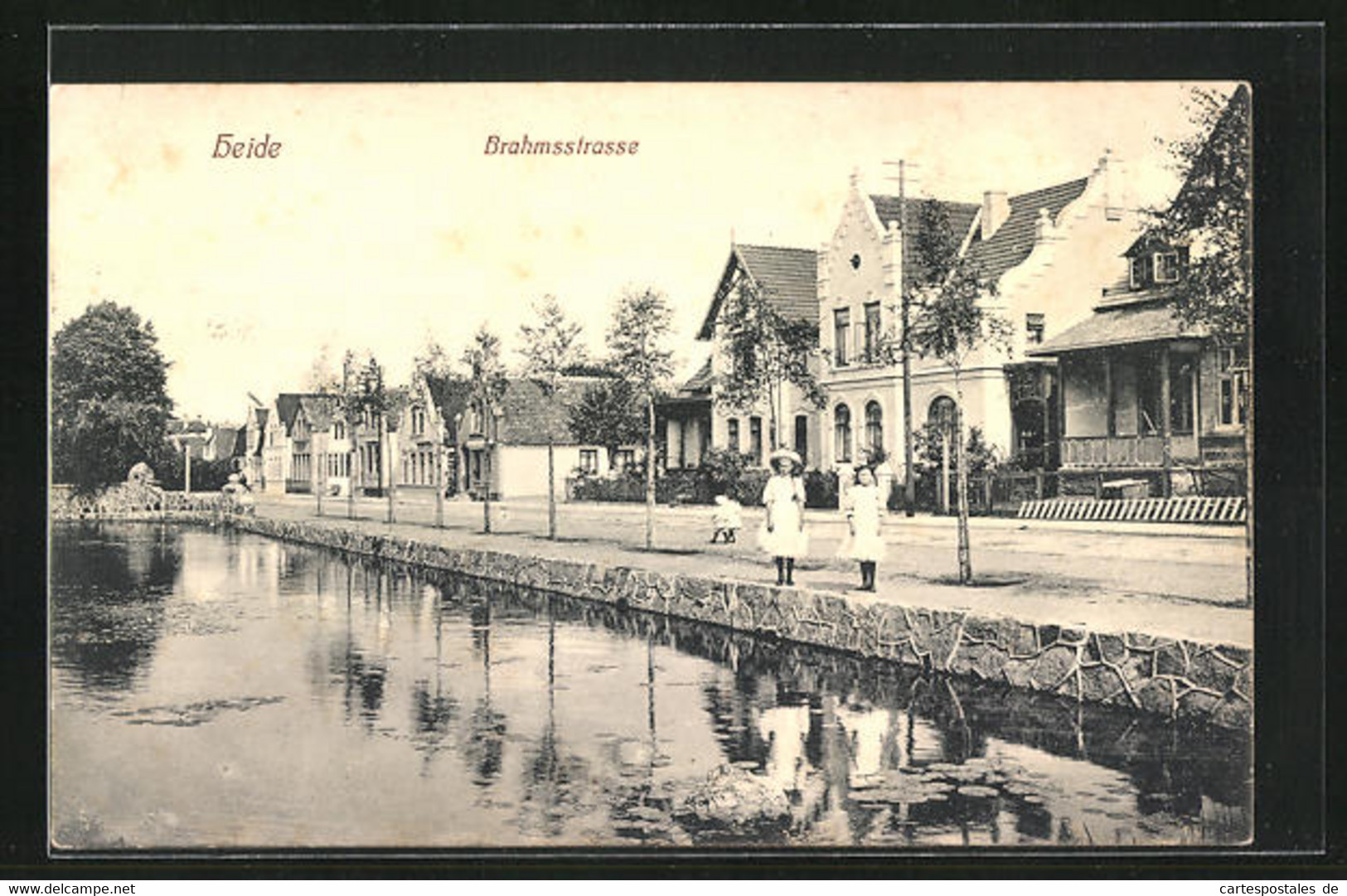 AK Heide I. H., Wasserpartie Mit Brahmsstrasse - Heide