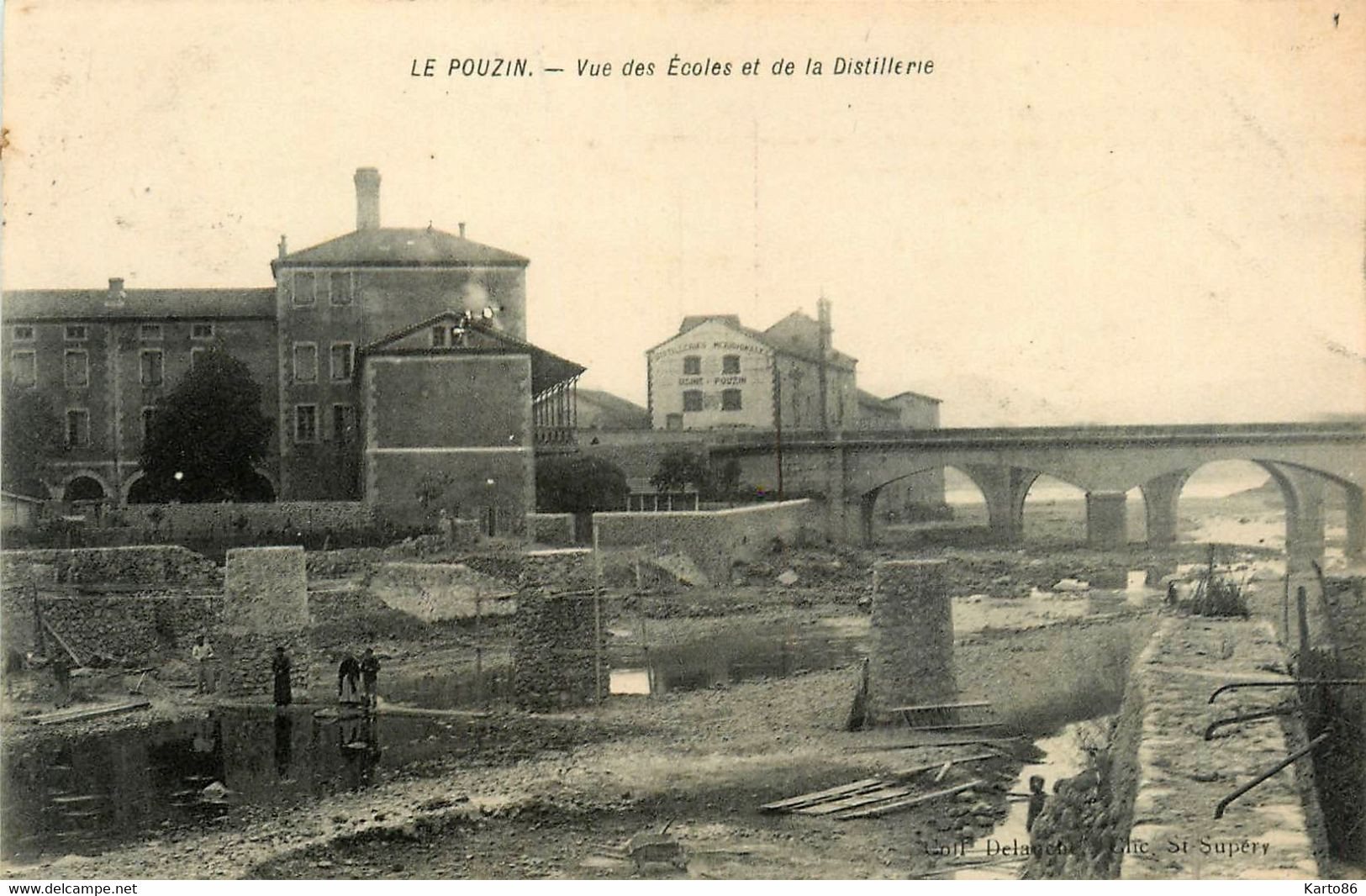 Le Pouzin * Vue Des écoles Et De La Distillerie Méridionale , Usine * Pont - Le Pouzin