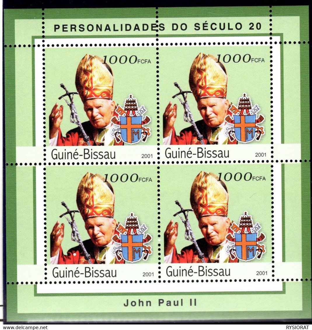 GUINE-BISSAU  -  STAMP SHEET -  POPE JOHN PAUL II BLOCK MINT NOT HINGED SOUVENIR, 1.23 - Popes