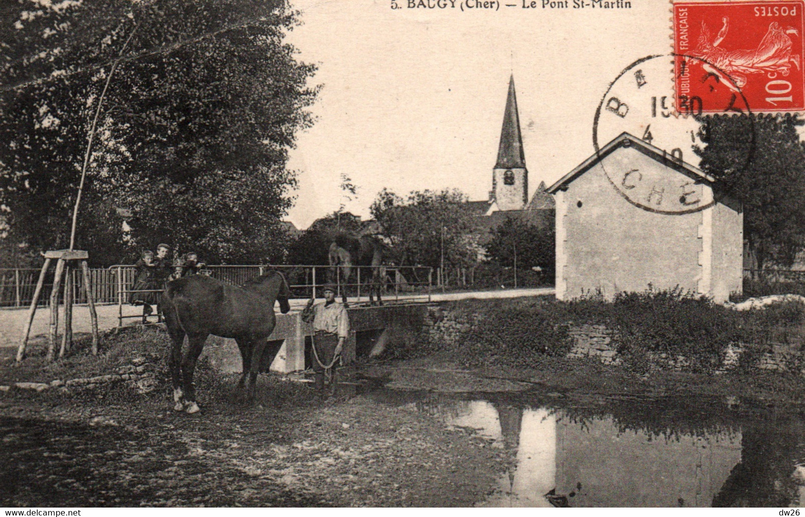 Baugy (Cher) Le Pont St Saint-Martin, Chevaux - Edition Française De Phototypie, Carte N° 5 - Baugy