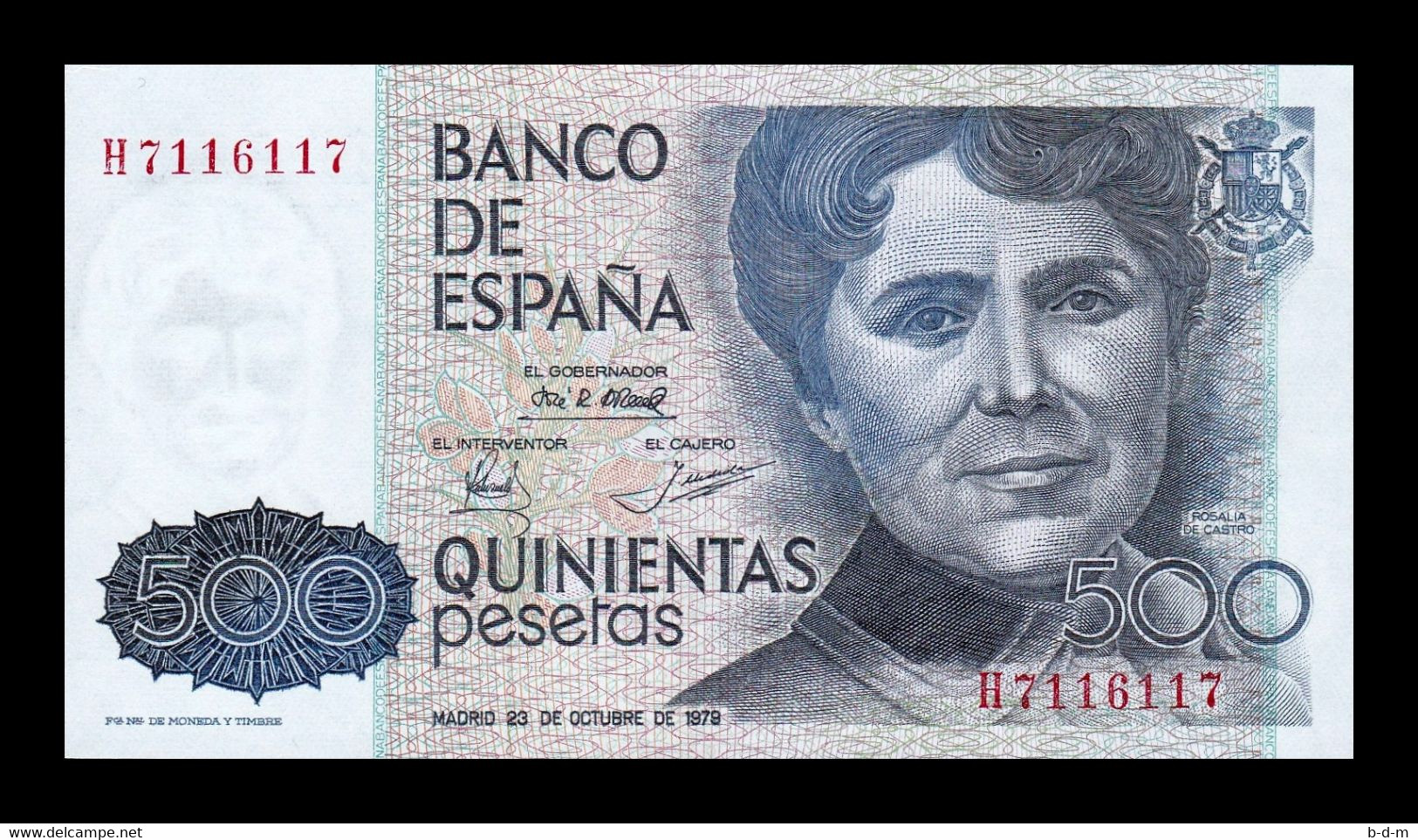 España Spain 500 Pesetas Rosalia 1979 Pick 157 Serie H Capicua SC UNC - [ 4] 1975-… : Juan Carlos I