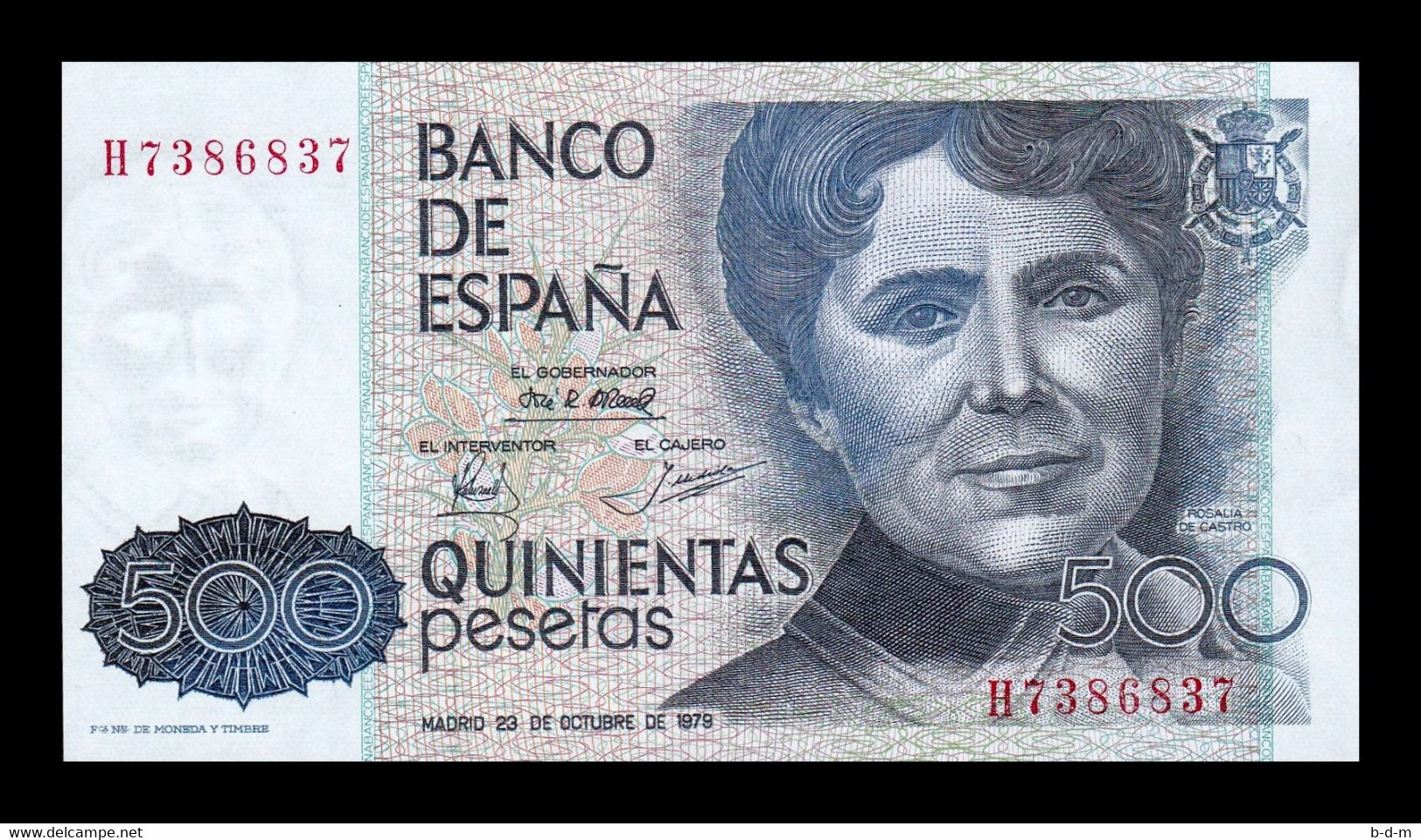 España Spain 500 Pesetas Rosalia 1979 Pick 157 Serie H Capicua SC UNC - [ 4] 1975-…: Juan Carlos I.