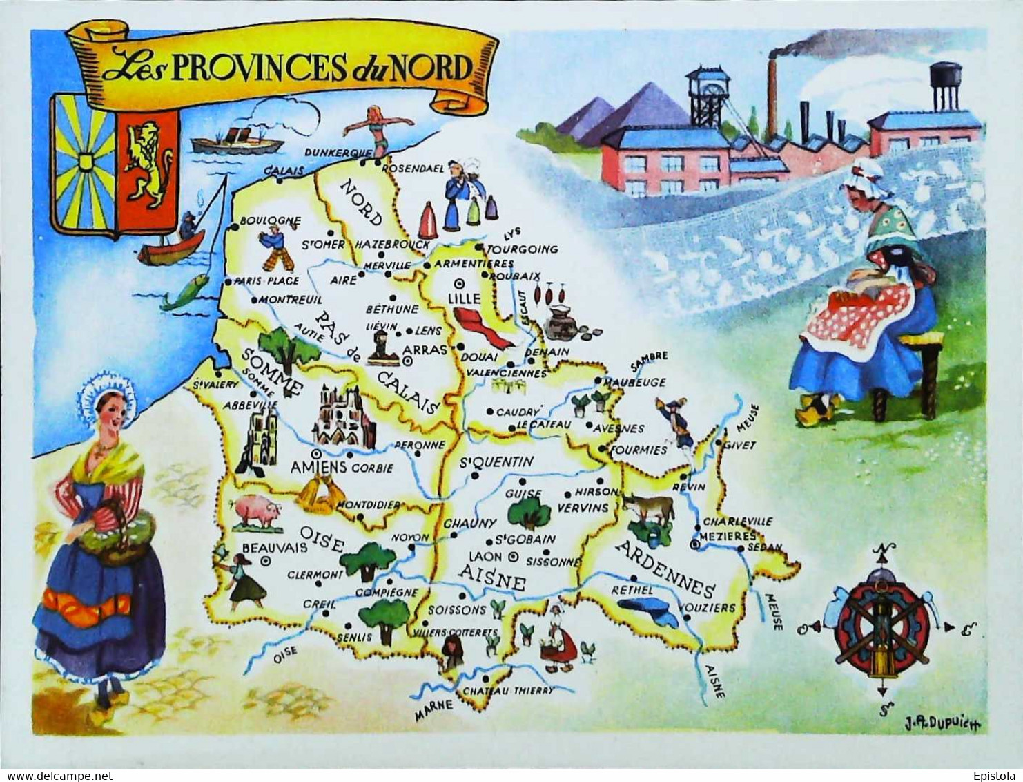 ►  Région Provinces Du Nord Pas De Calais Picardie - Collection Lion Noir (Format Cpa) - Picardie