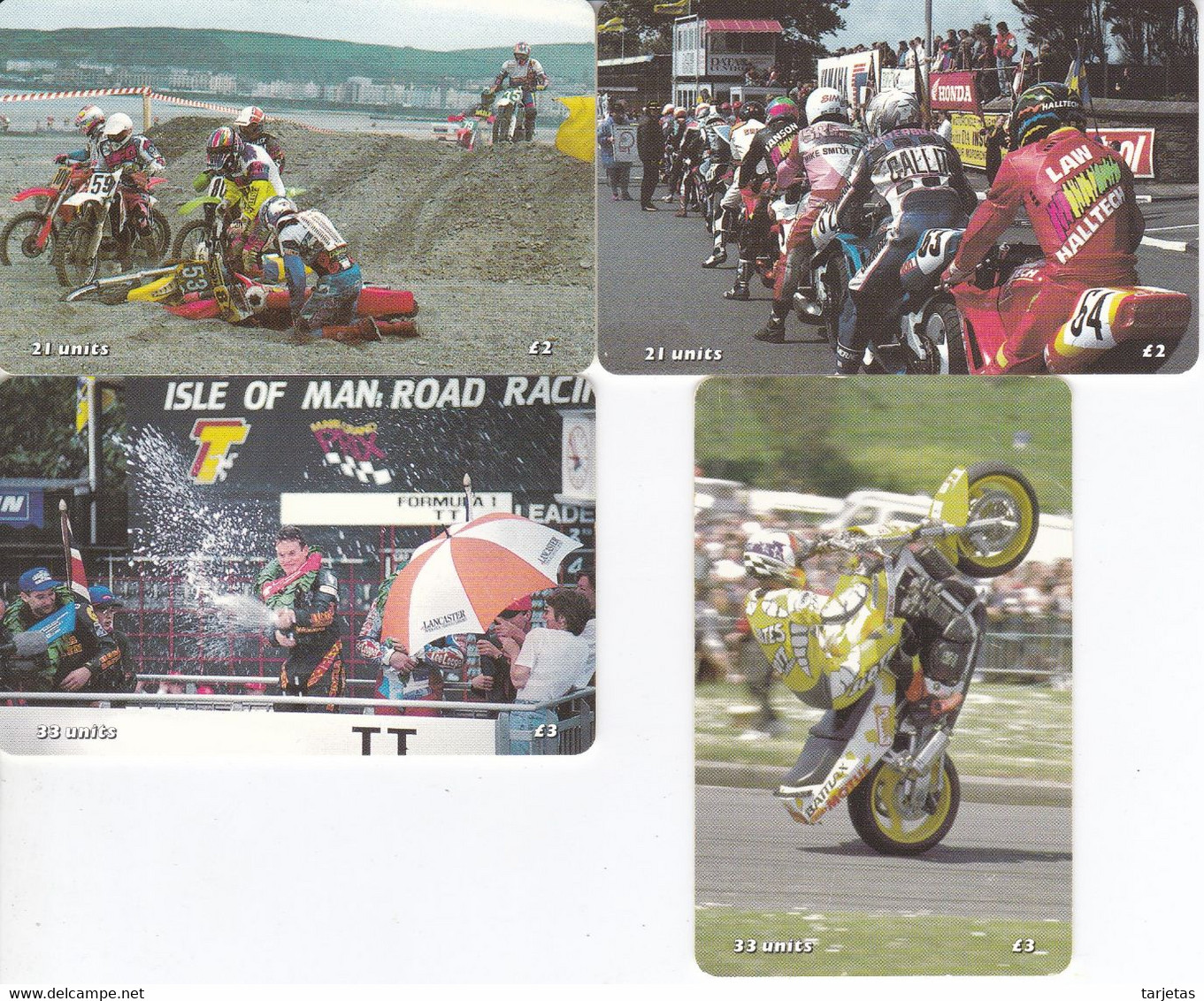 SERIE COMPLETA DE 4 TARJETAS DE MOTOS DE LA ISLA DE MAN - Isla De Man