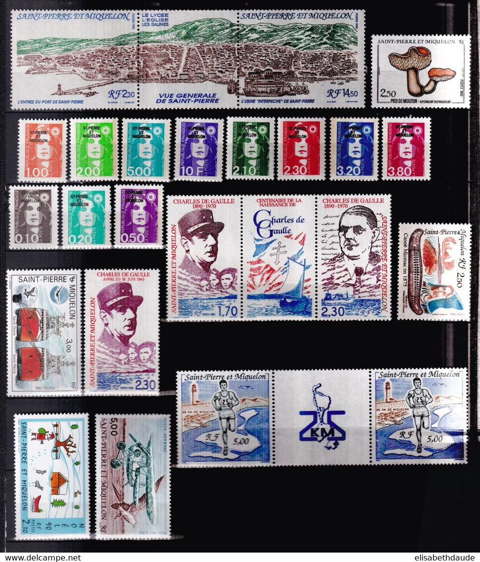 SPM - ANNEE COMPLETE 1990 AVEC POSTE AERIENNE + 522A ! - COTE YVERT = 41 EUROS - Unused Stamps