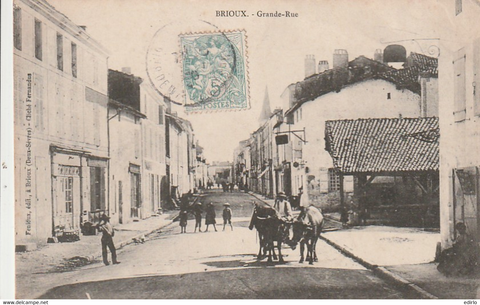 *** 79  ***  BRIOUX Sur BOUTONNE La Grande Rue - Attelage De Boeufs - TTB - Brioux Sur Boutonne