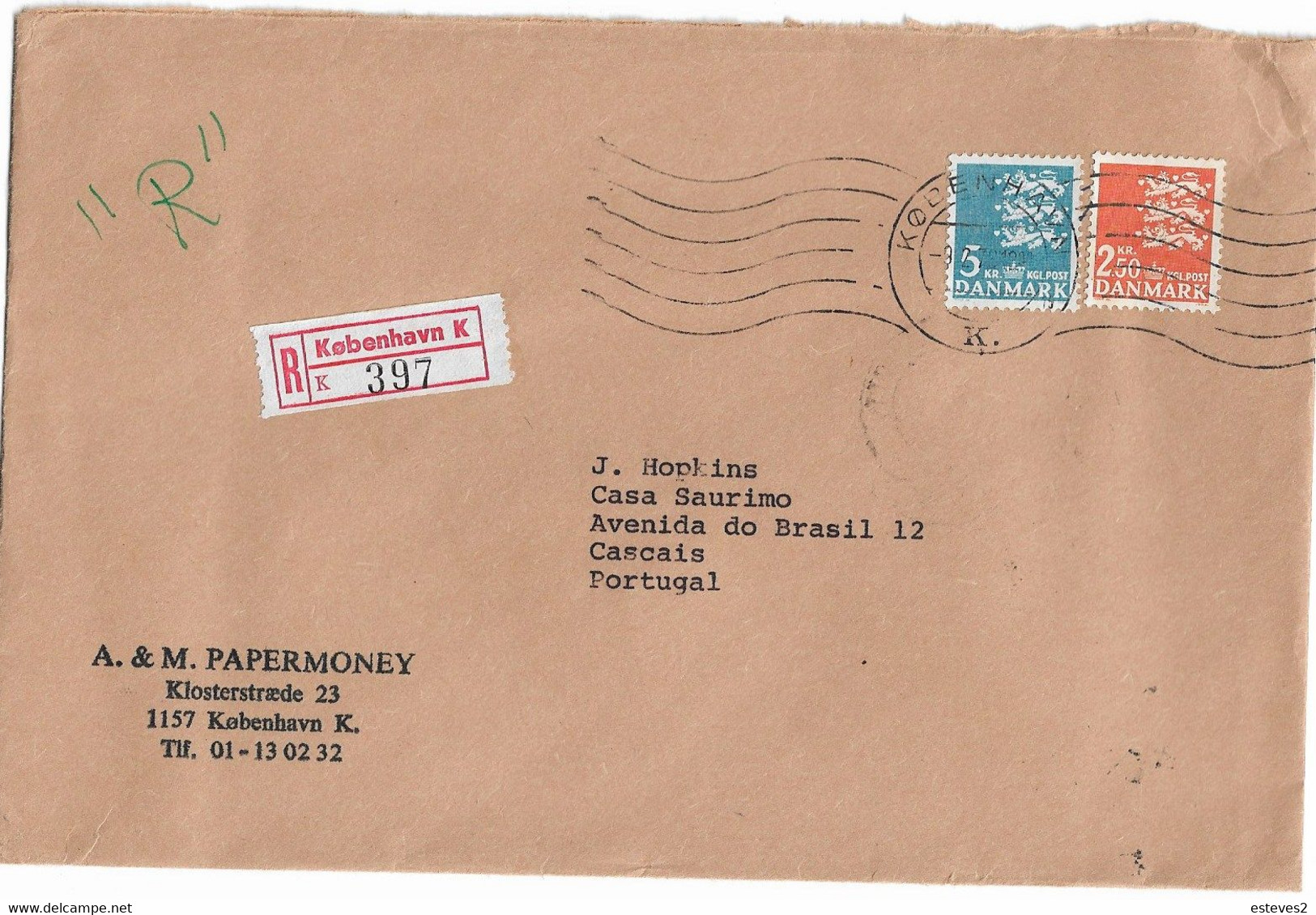 Denmark , 1978 , Kobenhavn K Postmark And Registration Label , A. & M. Papermoney  Cover - Altri & Non Classificati