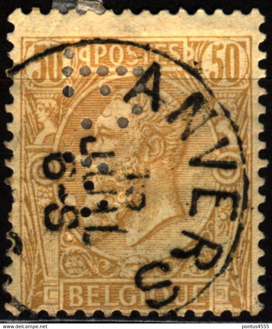 Belgium 1886 Mi 45 King Leopold II - PERFIN - Ohne Zuordnung