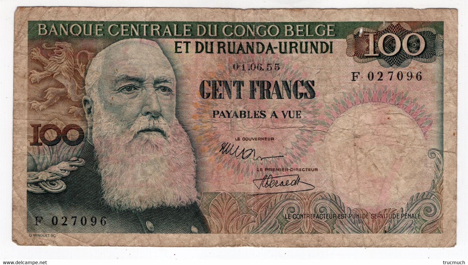 BILLET - Banque Centrale Du CONGO BELGE Et Du RUANDA - URUNDI - 01.06.1955 - Belgian Congo Bank