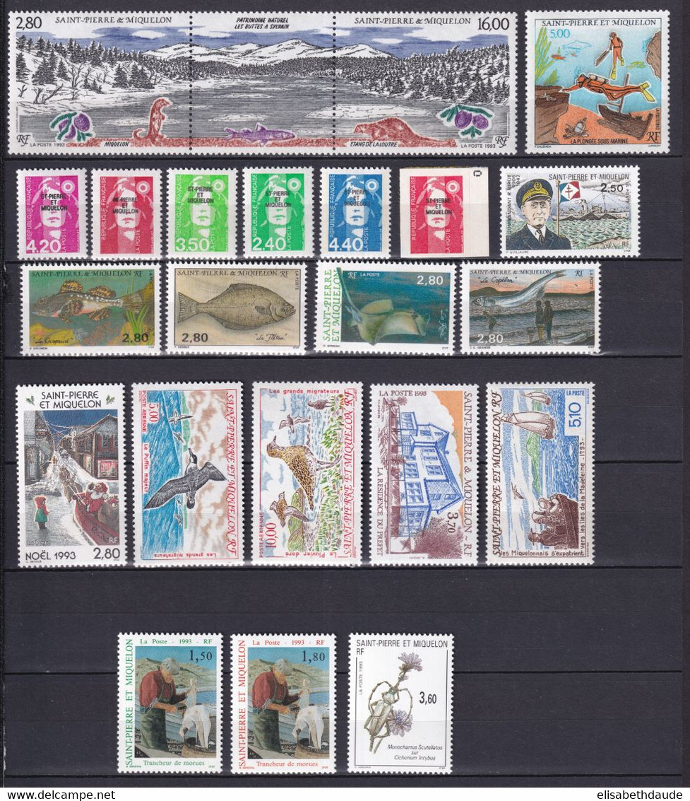 SPM - 1993 - ANNEE COMPLETE AVEC POSTE AERIENNE- COTE YVERT = 48.5 EUR. - Unused Stamps