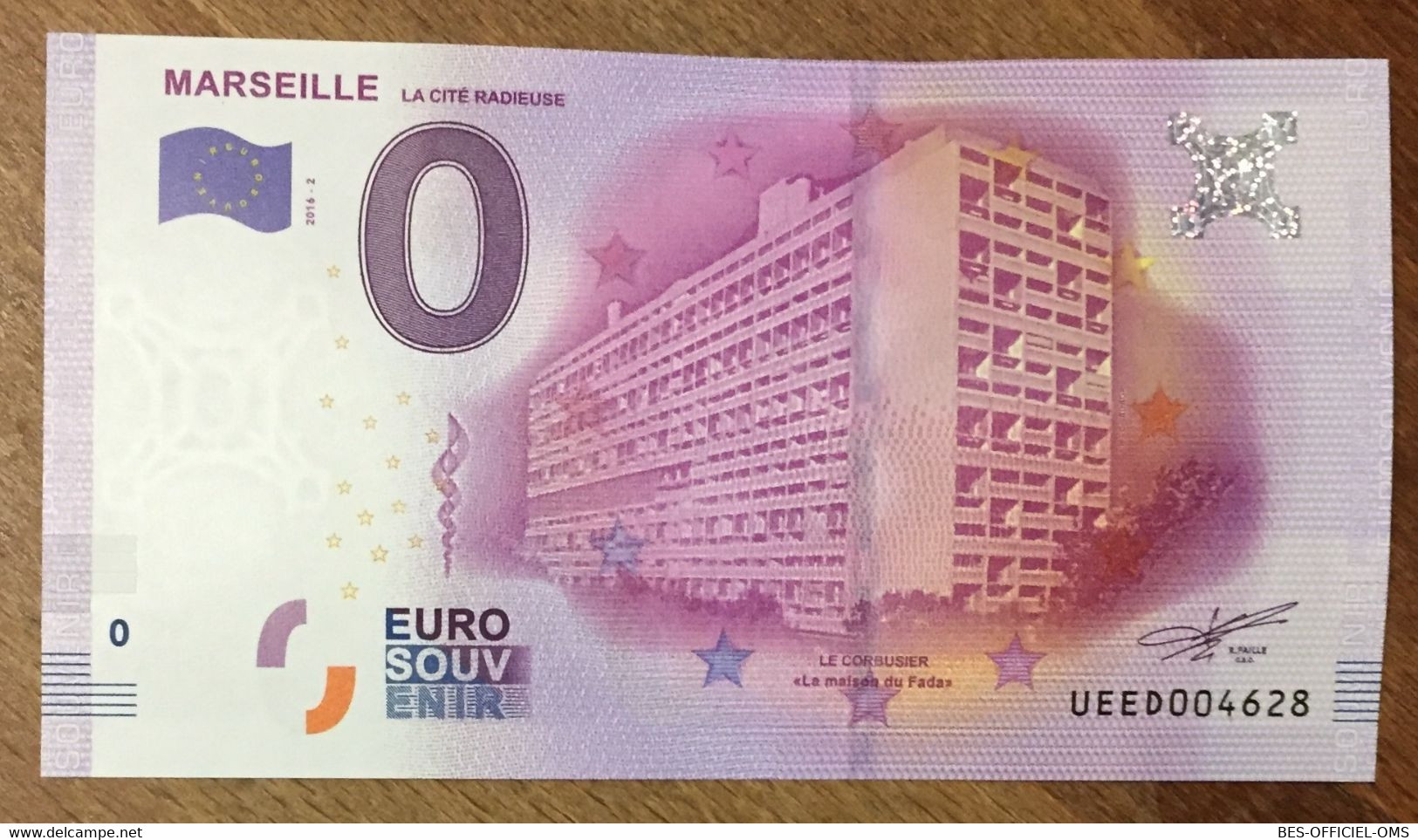 2016 BILLET 0 EURO SOUVENIR DPT 13 MARSEILLE LE CITÉ RADIEUSE ZERO 0 EURO SCHEIN BANKNOTE PAPER MONEY BANK - Essais Privés / Non-officiels