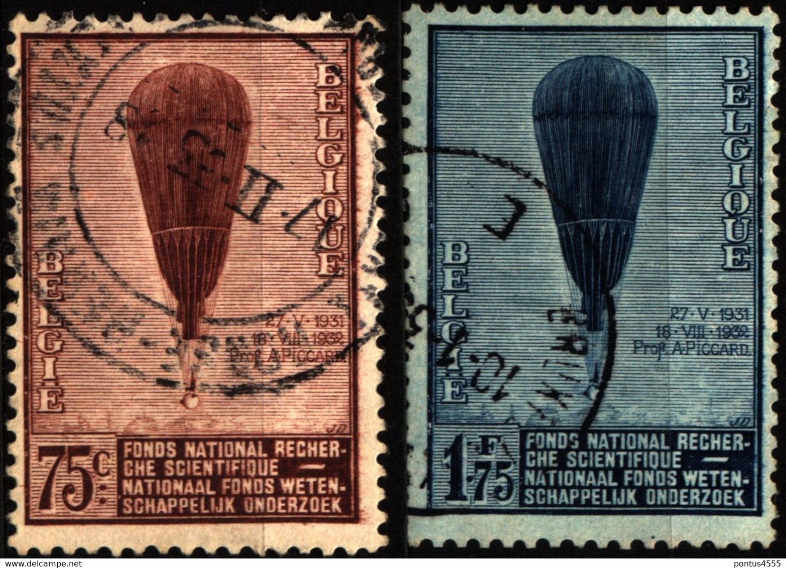 Belgium 1932 Mi 344-345 Balloon Piccard - Sonstige & Ohne Zuordnung