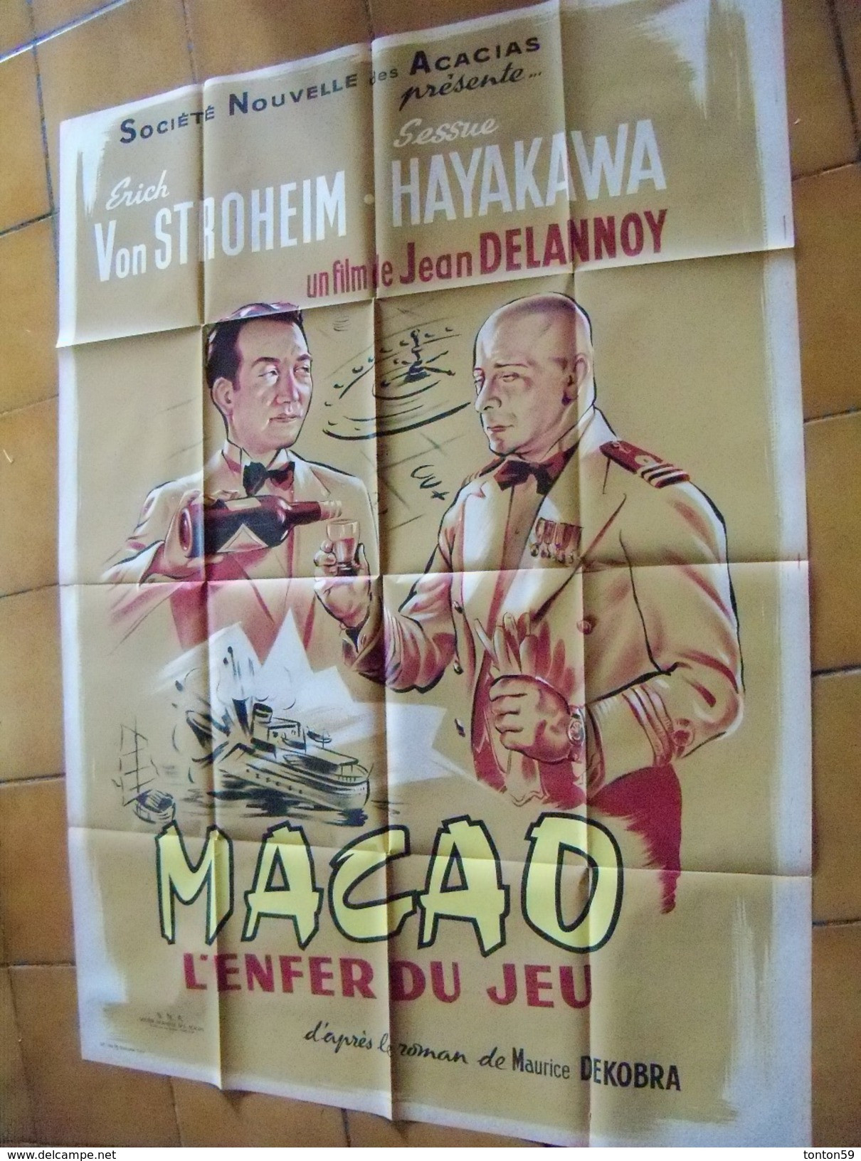 Affiche De Cinéma: MACAO, L'enfer Du Jeu. Eric Von Stroheim. 120 Par 160 Cm - Manifesti