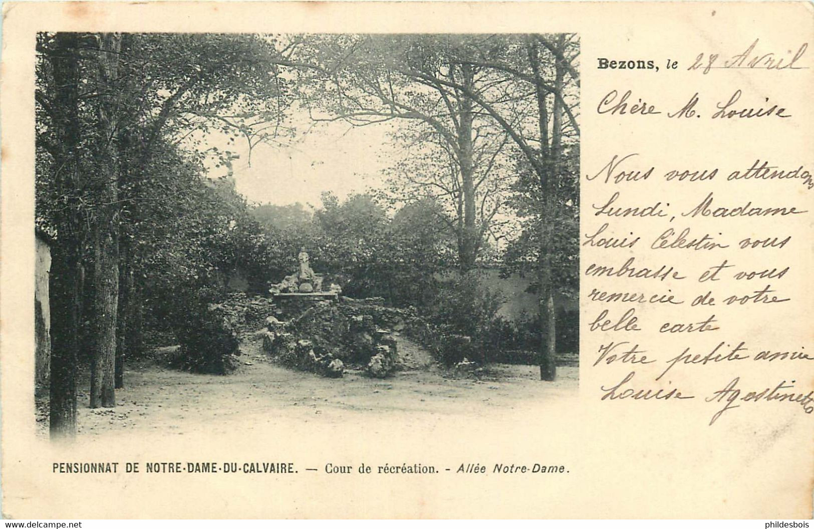 VAL D'OISE  BEZONS  Pensionnat De Notre Dame Du Calvaire  Cour De Récréation - Bezons