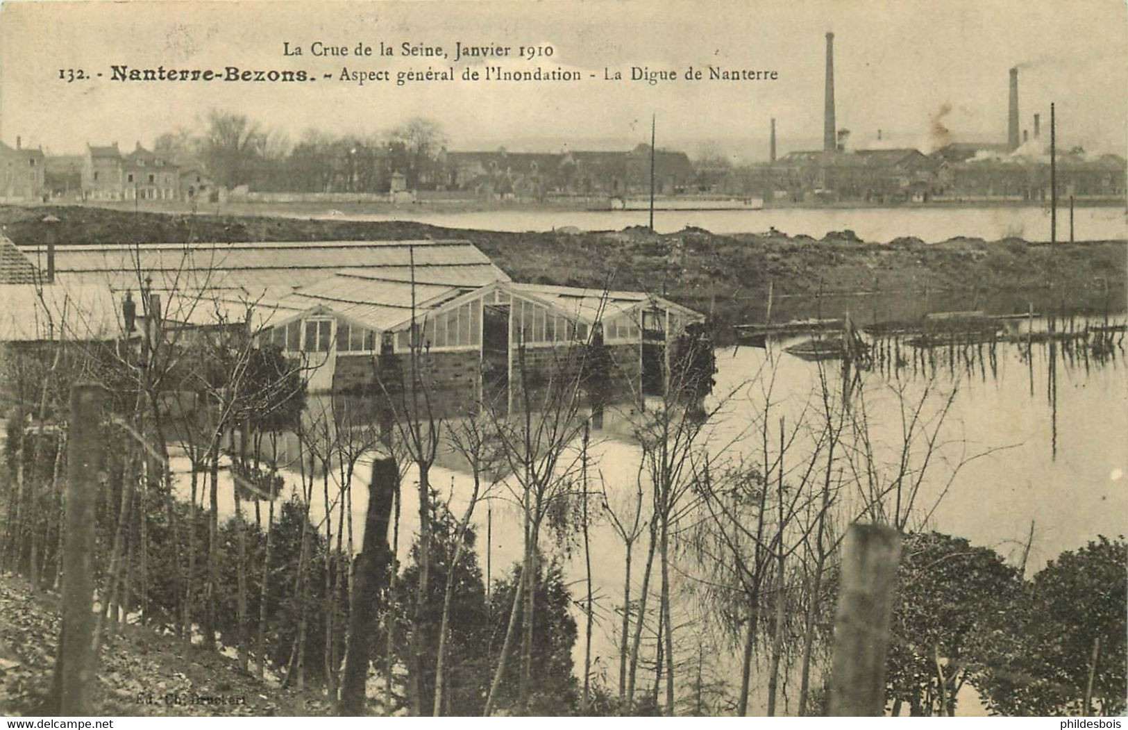 VAL D'OISE  Nanterre / BEZONS  La Crue De La Seine 1910  La Digue De Nanterre - Bezons