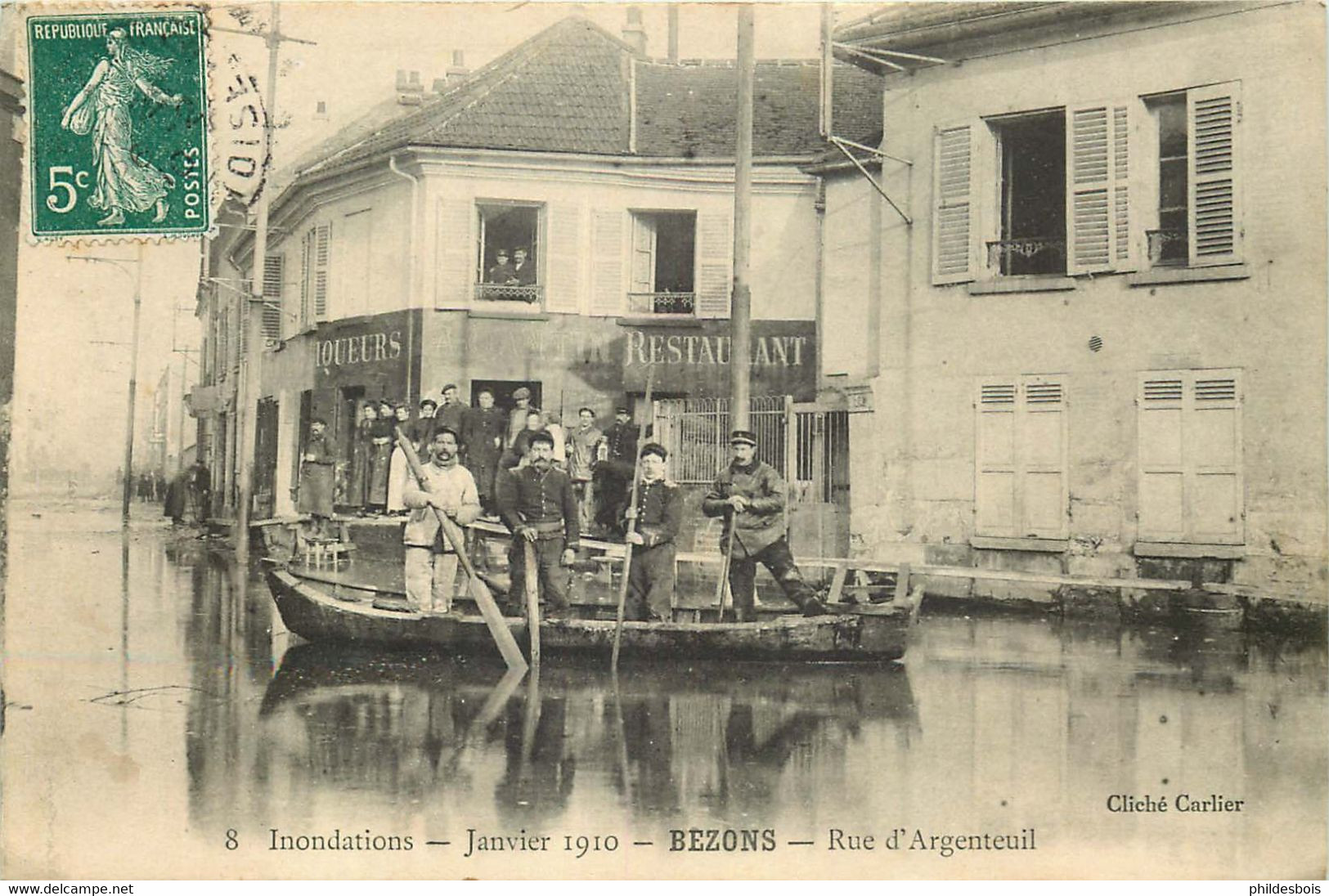 VAL D'OISE   BEZONS  Inondations 1910  Rue D'Argenteuil - Bezons