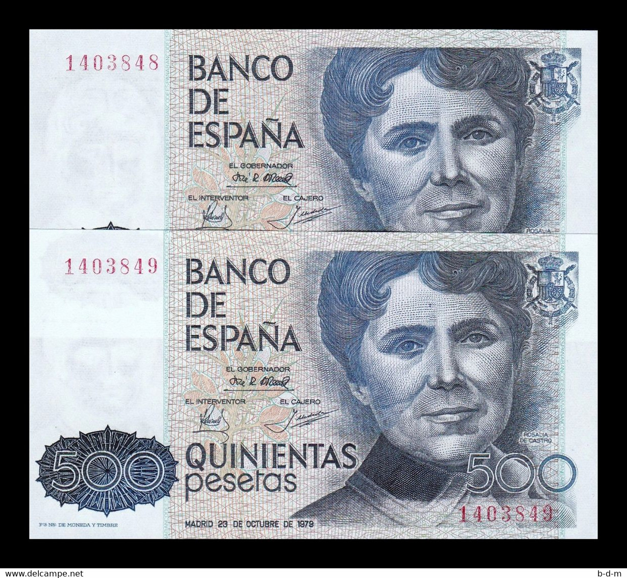 España Pareja 500 Pesetas Rosalia De Castro 1979 Pick 157 Sin Serie SC UNC - [ 4] 1975-… : Juan Carlos I