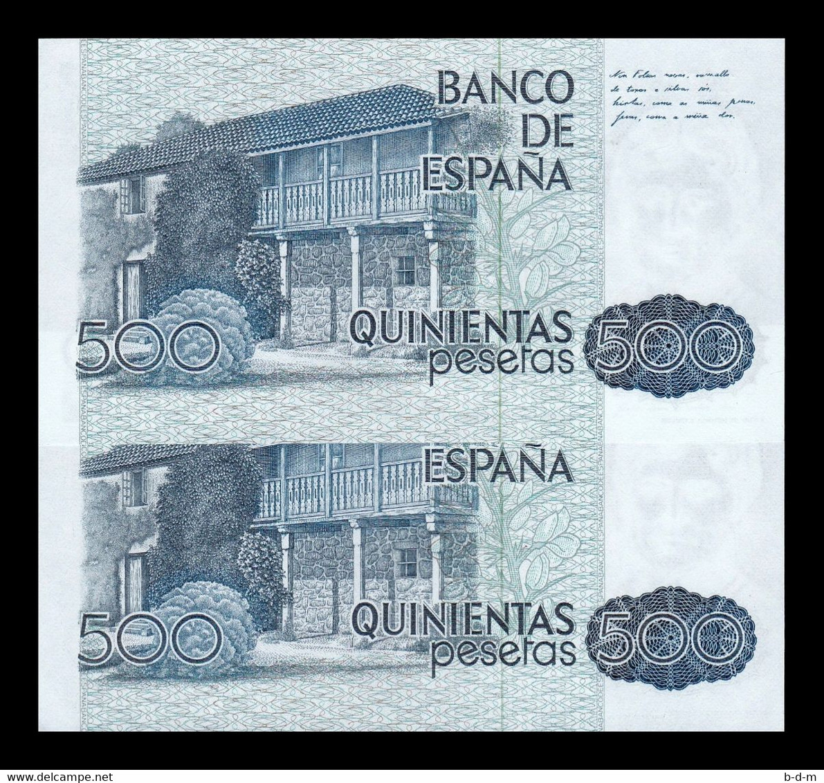 España Pareja 500 Pesetas Rosalia De Castro 1979 Pick 157 Sin Serie SC UNC - [ 4] 1975-… : Juan Carlos I