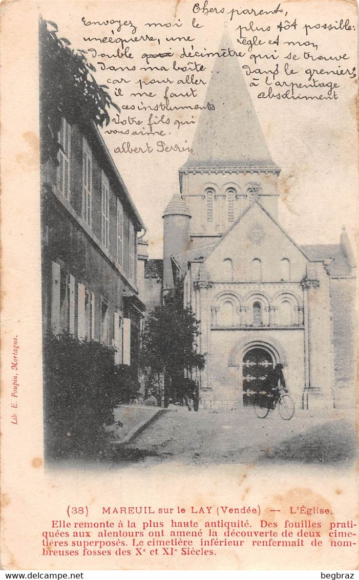 MAREUIL SUR LAY     EGLISE   POUPIN PIONNIERE - Mareuil Sur Lay Dissais