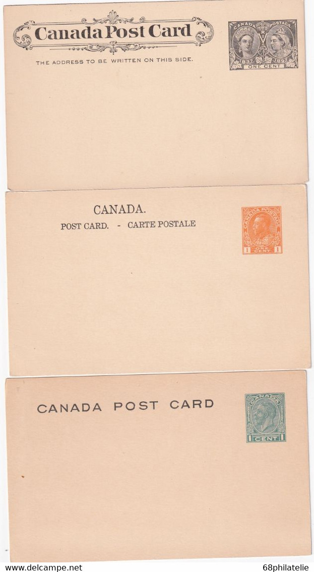 CANADA  ENTIER POSTAL/GANZSACHE/POSTAL STATIONARY  LOT DE 3 CARTES - 1903-1954 Reyes