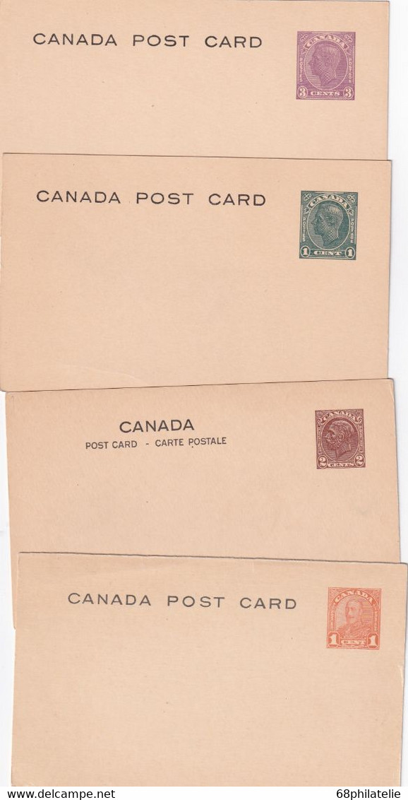 CANADA  ENTIER POSTAL/GANZSACHE/POSTAL STATIONARY  LOT DE 4 CARTES - 1903-1954 Könige