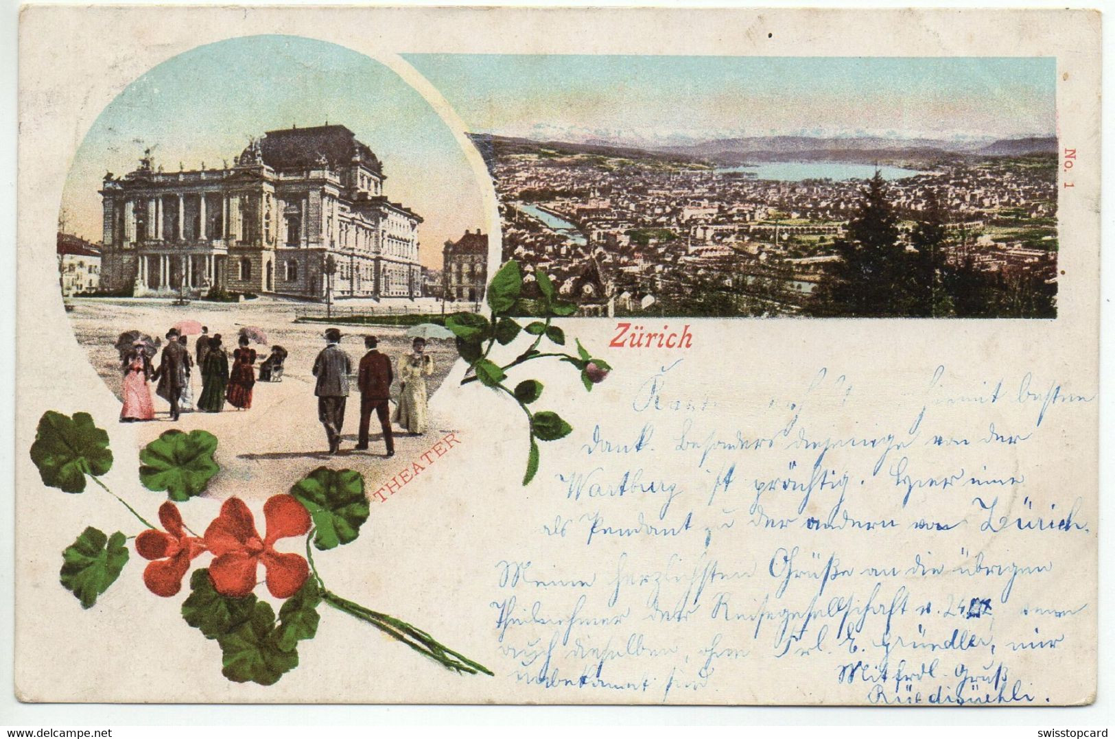 Jugenstil-Litho ZÜRICH Gel. 1898 V. Wetzikon N. Ebingen - Wetzikon